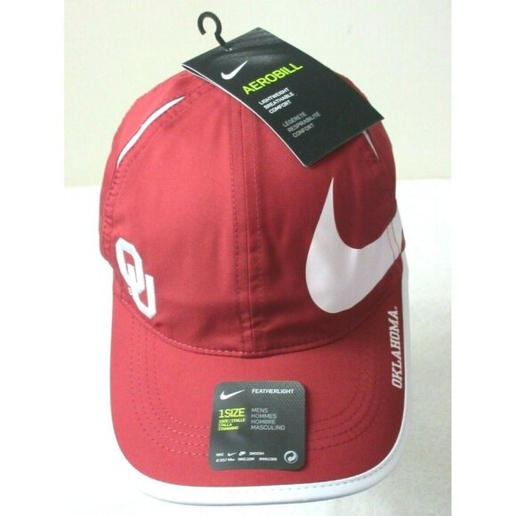 Nike Featherlight Aerobill Oklahoma Sooners Big Swoosh Men's Hat Crimson Red - Picture 1 of 3
